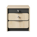 Minimalistische nachtkast met houten afwerking en laden**