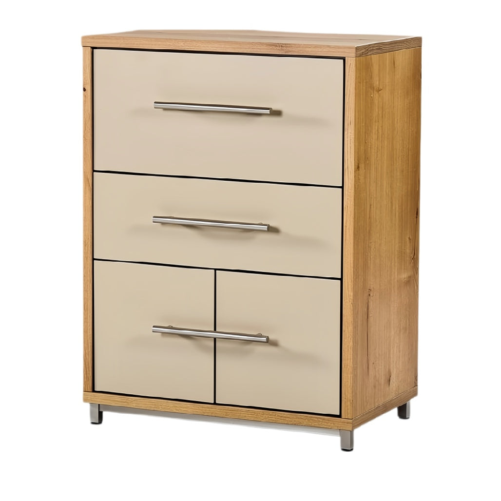 Strakke moderne ladekast met drie lades in houtkleur**